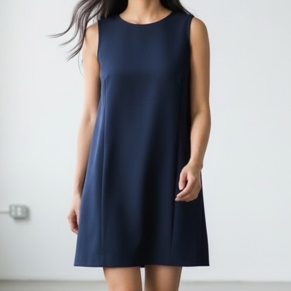 Susana Monaco A-Line Sleeveless Mini Dress w Pockets Preppy Minimalist Navy sz M